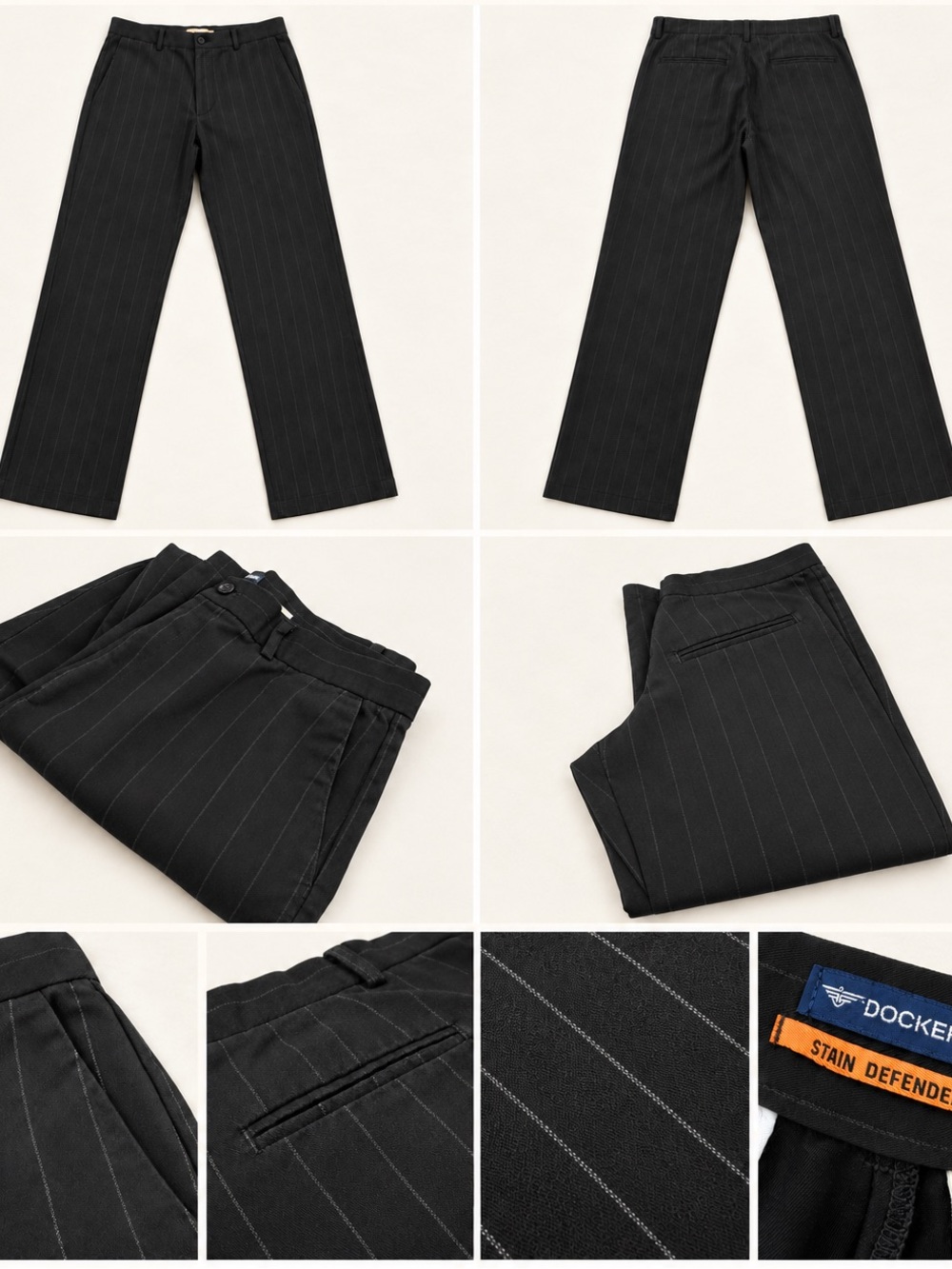 Dockers Stain Defender Black Pinstripe Dress Pants | 34” Waist